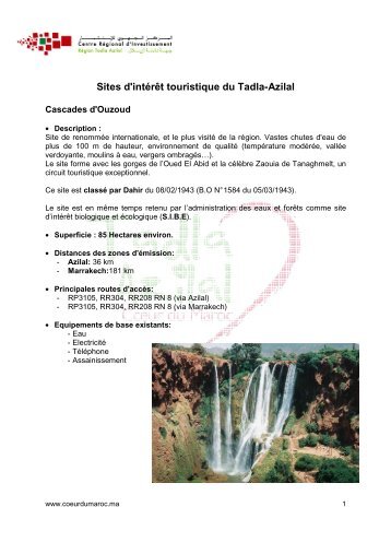 DÃ©couvrez une sÃ©lection de sites touristiques naturels du Tadla-Azilal.