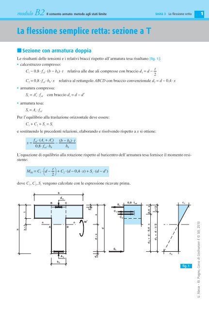 La flessione semplice retta: sezione a T con armatura doppia - Sei