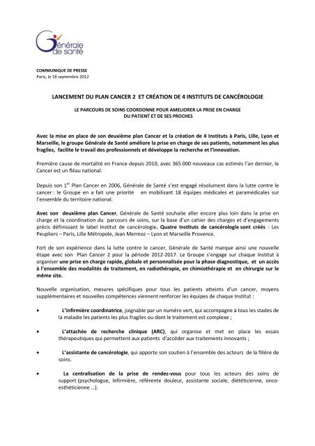 CP Plan Cancer 2 - 180912.pdf - GÃ©nÃ©rale de SantÃ©