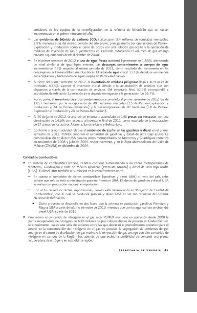 Sexto Informe de Labores de la SENER (2012) - SecretarÃ­a de EnergÃ­a
