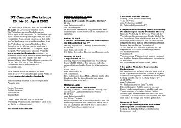 DT Campus Workshops 20. bis 30. April 2012 - Deutsches Theater
