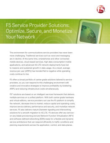 F5 Service Provider Solutions: Optimize, Secure, and ... - F5 Networks