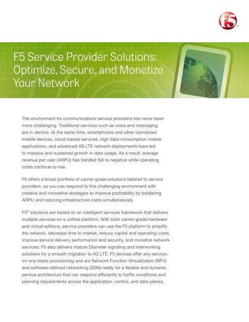 F5 Service Provider Solutions: Optimize, Secure, and ... - F5 Networks
