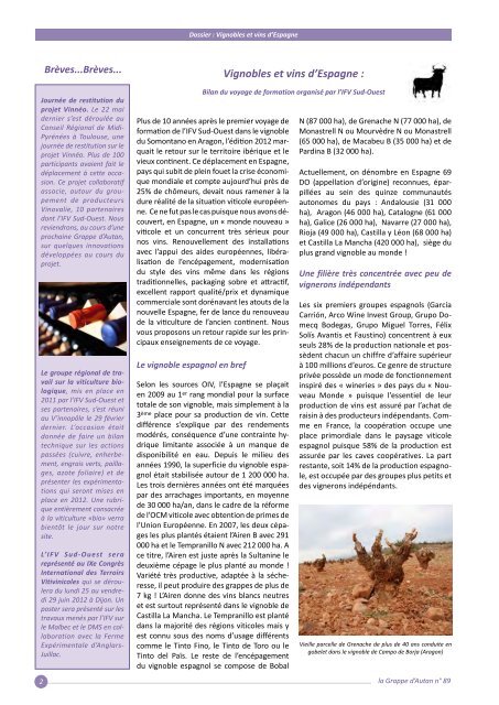 La Grappe d'Autan nÂ°89 de mai 2012 - IFV Sud-Ouest