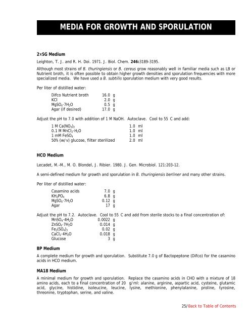 Bacillus Genetic Stock Center Catalog of Strains Seventh Edition ...