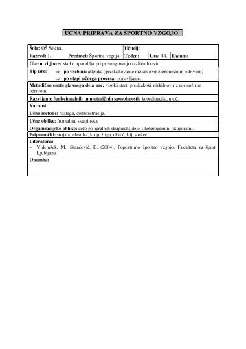preskakovanje nizkih ovir z enonoÅ¾nim odrivom