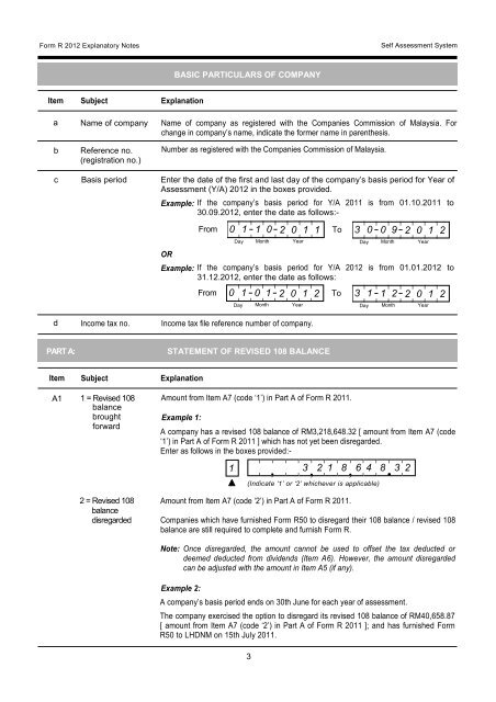 Form R 2012 Explanatory Notes - Lembaga Hasil Dalam Negeri