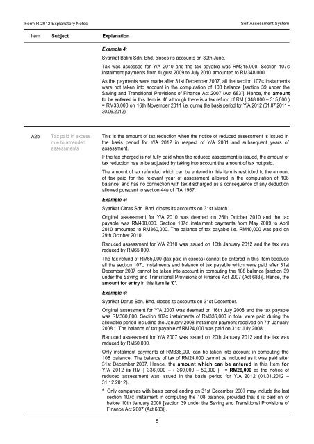 Form R 2012 Explanatory Notes - Lembaga Hasil Dalam Negeri