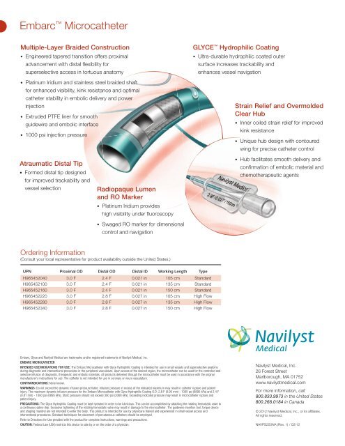 Embarcâ¢ Microcatheter - Navilyst medical