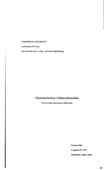 Väckelserörelsen i Hålavedsområdet - Ödeshögs hembygdsbok