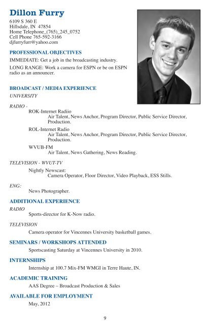 Broadcasting Graduation Bulletin 2012 - Vincennes University