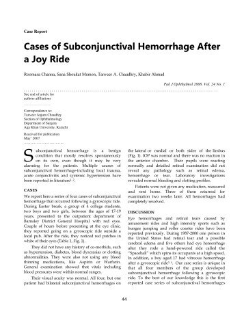 Cases of Subconjunctival Hemorrhage After a Joy Ride