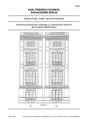MaÃanalyse der Schinkelschen Fassaden, Stand ... - Draheim, Horst