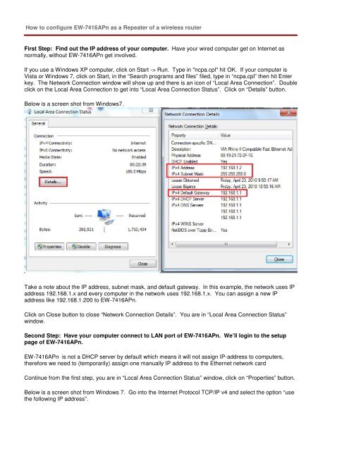 How to configure EW-7416APn as a Repeater of a ... - Edimax.us