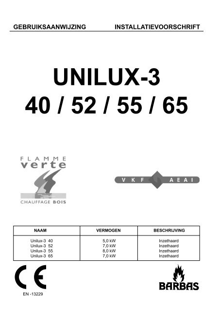 Gebruiksaanwijzing Unilux 3 40 - 52 - UwKachel
