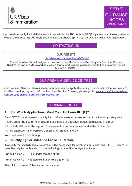 SET(F) GUIDANCE NOTES - UK Border Agency - the Home Office