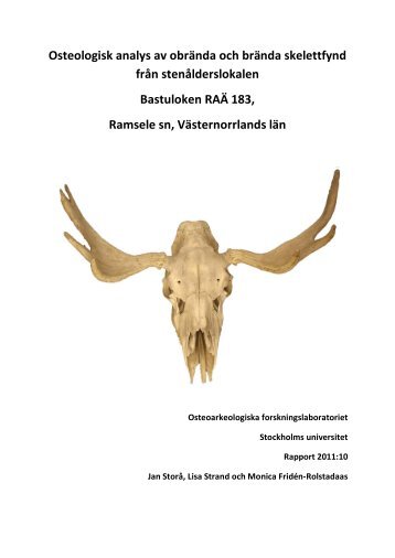 Osteologisk analys av obrÃ¤nda och brÃ¤nda skelettfynd ... - Bild.ylm.se