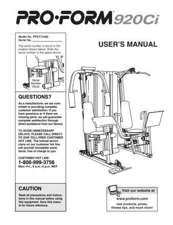 proform 920ci - Fitness Equipment