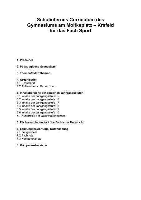 Schulinternes Curriculum des Gymnasiums am Moltkeplatz ...