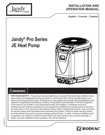 Jandy JE Pro Series Operation Manual - Poolheatpumps.com