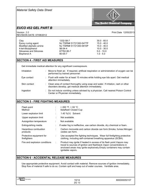 EUCO # 452 EPOXY SYSTEM GEL - Euclid Chemical Co