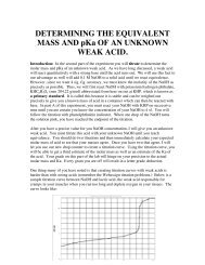 Lab XVII - Determing the molar mass and pKa of an unknown acid