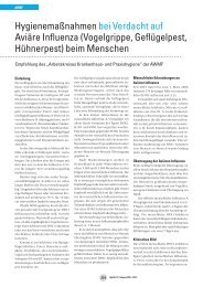 HygienemaÃnahmen bei Verdacht auf AviÃ¤re Influenza - mhp-Verlag