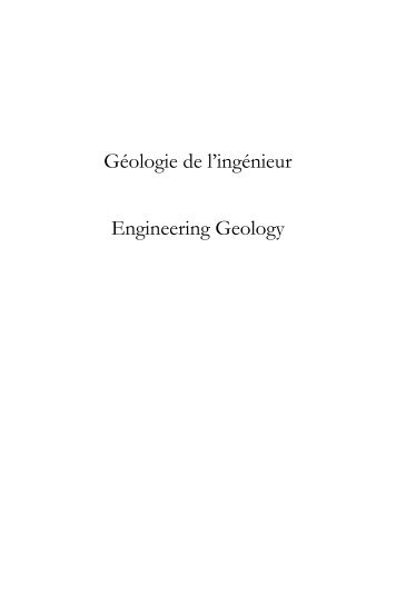 Ouvrage GÃ©ologie de l'IngÃ©nieur - Presses des Mines
