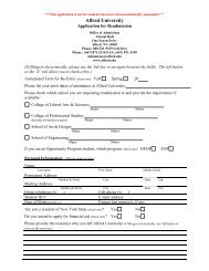 Application for Readmission - Alfred University