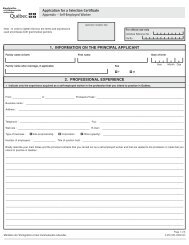 Application for a Selection Certificate Appendix - Immigration-QuÃ©bec