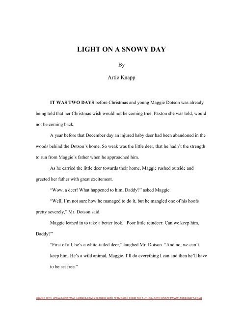 Light On A Snowy Day (downloadable pdf) - Christmas Corner