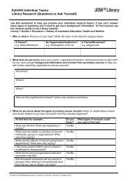 Eyfe302 Library research worksheet - University of Wollongong