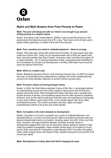 Myths and Myth Busters from 'From Poverty to Power' - Oxfam ...