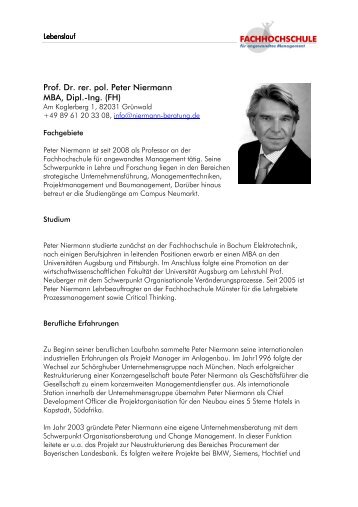 Prof. Dr. rer. pol. Peter Niermann MBA, Dipl.-Ing. (FH) - University of ...