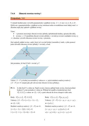 7.4.4 ObecnÃ¡ rovnice roviny I - Realisticky cz