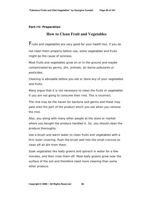 Cleaning Fruits and Vegetables