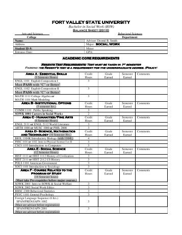 Social Work Balance Sheet - Fort Valley State University