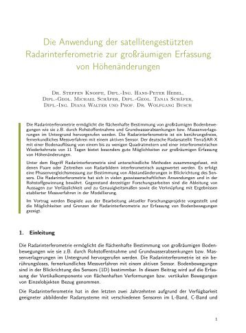 Die Anwendung der satellitengestÃ¼tzten Radarinterferometrie zur ...