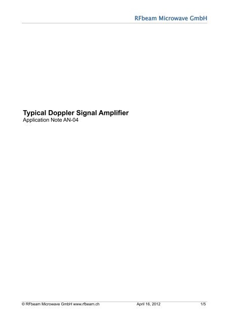 AN-04 Typical Doppler Signal Amplifier - Admiral Microwaves Ltd