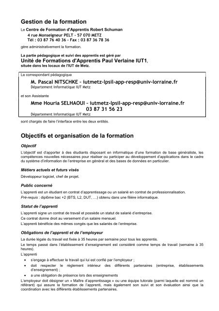 plaquette GL 2014 - IUT de Metz