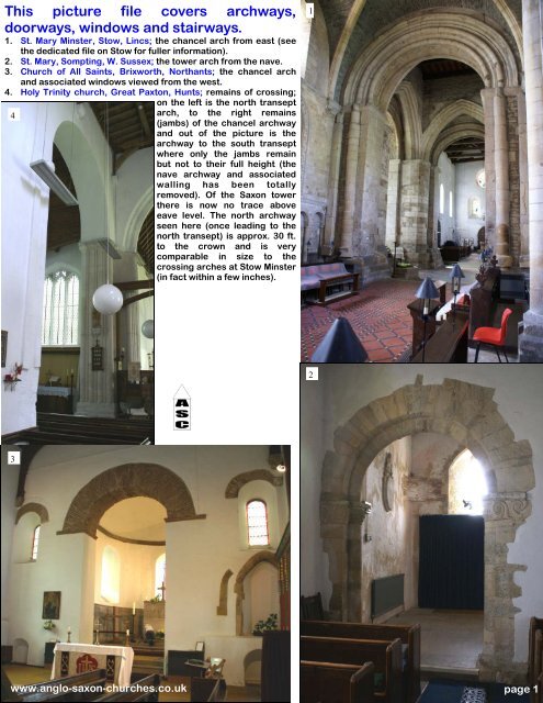 Various detail, chancel arches, doorways etc. - Anglo-Saxon churches