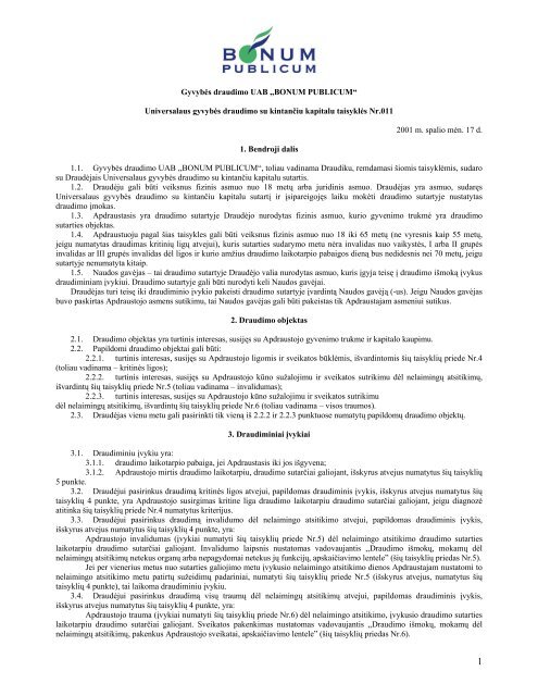 Universalaus gyvybės draudimo su kintančiu kapitalu ... - I-Manager