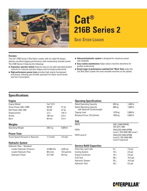 AEHQ5895-02, Cat 216B Series 2 Skid Steer Loader Spec ... - Holt Cat