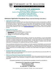 application for admission - University of St. Augustine for Health ...