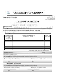 learning agreement - Universitatea din Craiova