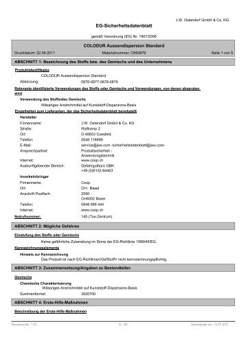 EG-Sicherheitsdatenblatt - Colodur