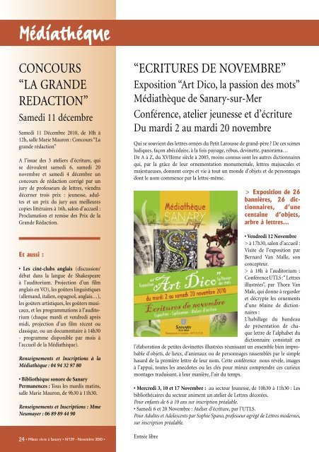 Mieux Vivre NÂ°139 - Novembre 2010 (.pdf - 2,14 Mo) - Sanary-sur-Mer