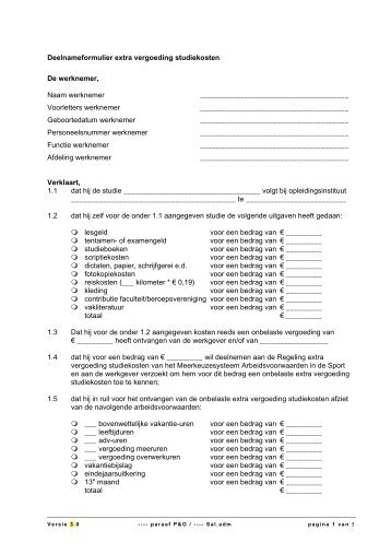 Deelnameformulier vergoeding extra vergoeding ... - WOS