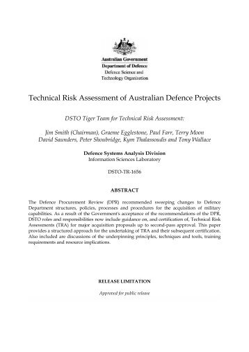 Technical Risk Assessment of Australian Defence Projects