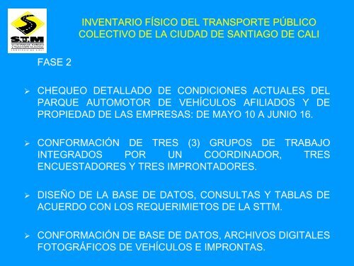 inventario fÃ­sico del transporte pÃºblico colectivo de santiago de cali ...